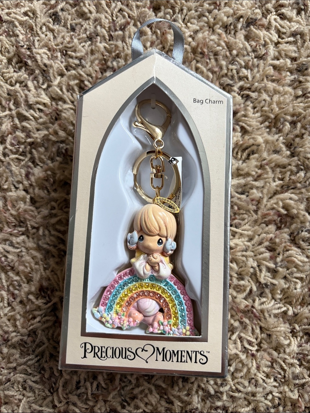 Precious Moments Pastel Rainbow and Gold Bag Charm